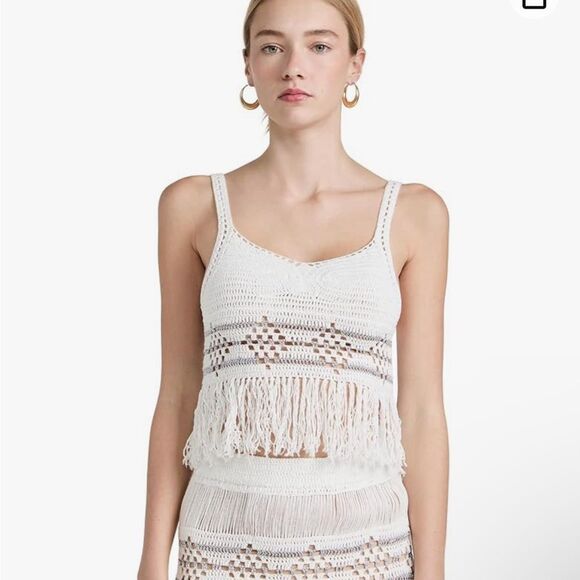 NWT MISA Los Angeles Fringe Crochet Top - Size Small - Picture 1 of 12